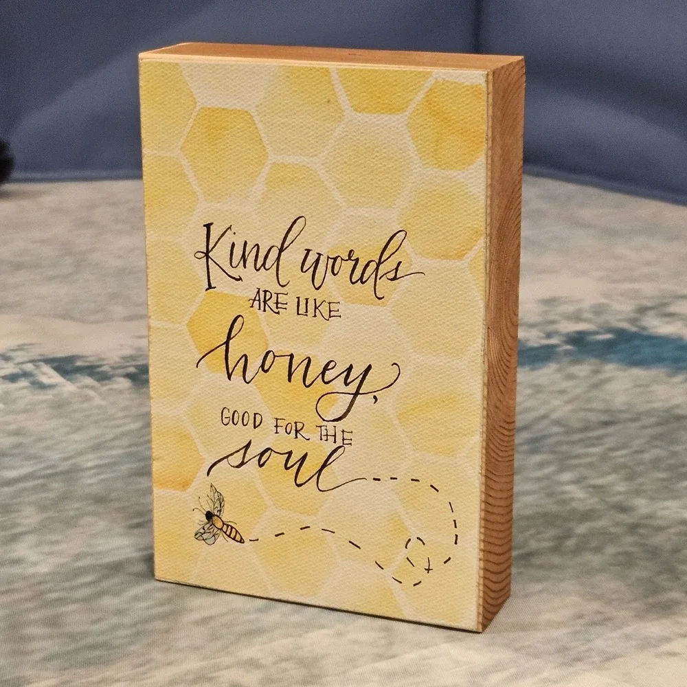 Glory Haus Kind Words Are Like Honey Plaque Christian Desk Sign Farmhouse Decor